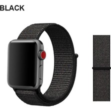 Schulzz Apple Watch Uyumlu Seri 2-3-4-5-6-SE - 42-44 mm Spor Loop Dokuma Kordon -Siyah