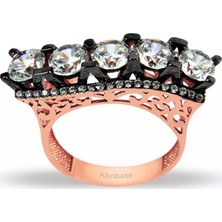 Lilarote 14 K Rose Altın Beştaş Yüzük – Dalgalı Model