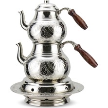 Sonay Bakırcılık 1 mm  Kalın Bakır Aile Boyu İşlemeli Bakır Çaydanlık ve Osmanlı Ocağı