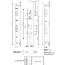 Kale 153-P Silindirli Gömme Kilit/Gövde Krom 20 Mm