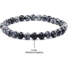 Magazacım 6 mm Obsidyen Doğal Taş Unisex Bileklik