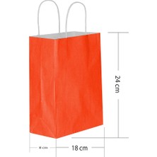 Kikajoy Kırmızı Kraft Hediye Çantası 18 x 8 x 24 cm 25'li