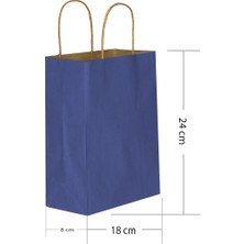 Kikajoy Lacivert Kraft Hediye Çantası 18 x 8 x 24 cm 25'li