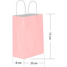 Kikajoy Pembe Kraft Hediye Çantası 15 x 8 x 20 cm 25'li