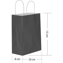 Kikajoy Siyah Kraft Hediye Çantası 15 x 8 x 20 cm 25'li