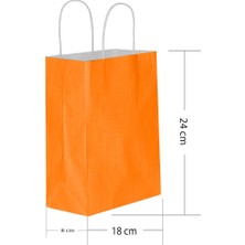 Kikajoy Turuncu Kraft Hediye Çantası 18 x 8 x 24 cm 25'li
