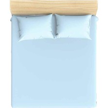 Makiteks %100 Pamuklu Açık Mavi 160x200 + 2*(50x70) Çift Kişilik Lastikli Çarşaf ve Yastık Kılıfı