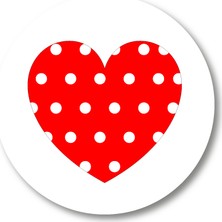 Cici Kırmızı Puantiyeli Kalp Sticker Etiket 3x3 cm 20li