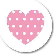 Cici Pembe Puantiyeli Kalp Sticker Etiket 3x3 cm 20li