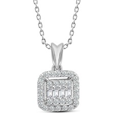 Lilarote Modern 0.25 Ct Tasarım Baget Kare Tektaş Kolye