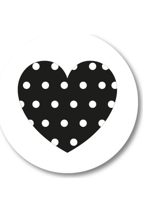 Cici Siyah Puantiyeli Kalp Sticker Etiket 3x3 cm 20li