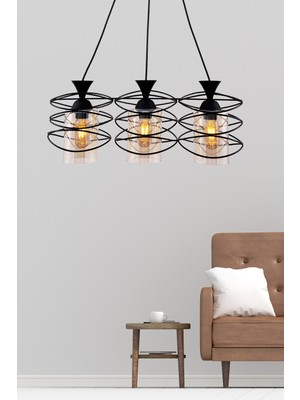 Begüsa Fiber 3.Lü Siyah Avize