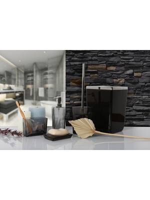 Primanova Biga 5 Parça Banyo Seti Şeffaf Siyah