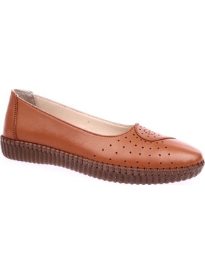 DGN P11 Kadın Anatomic Footwear Deri Babet Taba