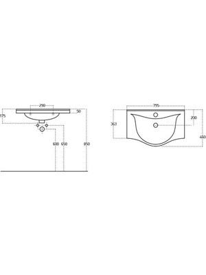 Sanovit Albatros 80 cm Konsollu Lavabo Beyaz Renk