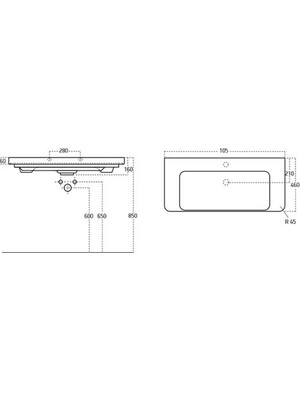 Sanovit Luxury 105 cm Konsollu Lavabo Beyaz Renk