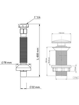 İzyapı Taşma Deliksiz Seramik Basmalı Aç Kapa Körüklü Lavabo Sifonu