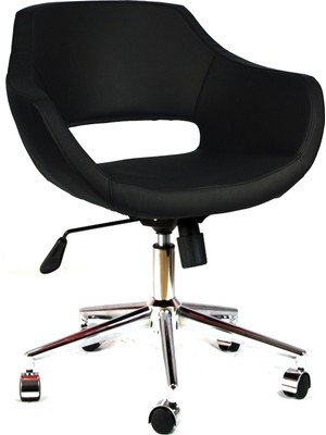 Bürocci Viva Metal Ayaklı Çalışma Koltuğu - Siyah Deri - 2021A0101