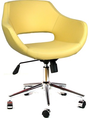 Bürocci Viva Metal Ayaklı Çalışma Koltuğu - Krem Deri - 2021A0115