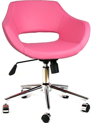 Bürocci Viva Metal Ayaklı Çalışma Koltuğu - Pembe Deri - 2021A0120