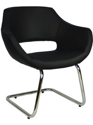 Bürocci Viva Misafir Koltuğu - Siyah Deri - 2021J0101