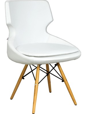 Bürocci Zaga Cafe Koltuğu - Beyaz Deri - 2023G0109