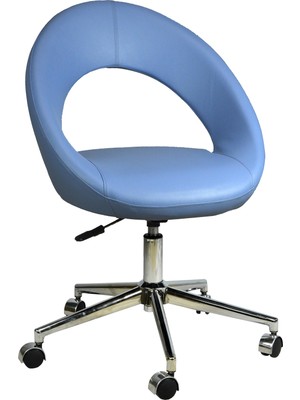 Bürocci Miranda Metal Ayaklı Çalışma Koltuğu-Mavi Deri - 2222K0119