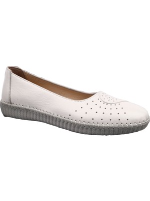 DGN P11 Kadın Anatomıc Footwear Deri Babet Beyaz