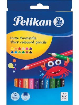 Pelikan Jumbo Üçgen Kuru Boya Kalemi 12li Kutu  P-724039