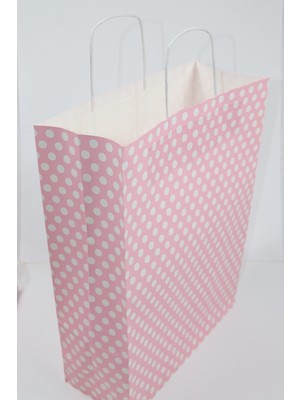 Roll-Up Kraft  Çanta 31x12x41cm 25'li Paket (Büyük Boy) Pembe