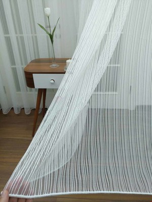 Caserta Home AR01811 Armürlü 1/2 Seyrek Pileli Dalga Çizgili Düz Tül  Perde - 550x230 cm