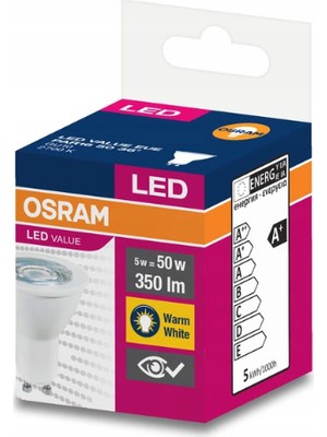 Osram Led Value 4.5W Sarı Işık Gu10 Duy 350 lm