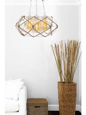 Begüsa Mevsim 3.Lü Beyaz Yuvarlak Camlı Avize