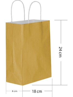 Kikajoy Altın Kraft Hediye Çantası 18 x 8 x 24 cm 25'li