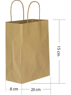 Kikajoy Naturel Kraft Hediye Çantası 15 x 8 x 20 cm 25'li