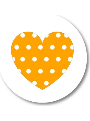 Cici Turuncu Puantiyeli Kalp Sticker Etiket 3x3 cm 20li