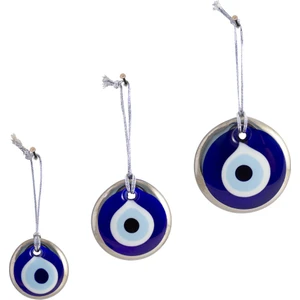 Gümüş Yaldız Kaplamalı Cam Nazar Boncuğu Duvar Süsü Hediyelik