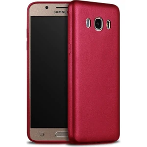 Samsung Galaxy J7 2016 Premier Mat Silikon Kılıf Kırmızı + Ekran Koruyucu Cam
