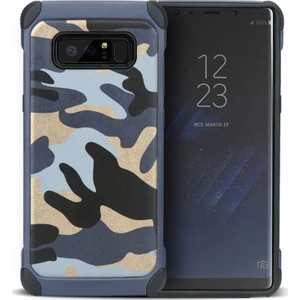 Samsung Galaxy Note 8 Hibrit Çift Katmanlı Zırh Koruma Kılıfı Mavi + Full Kapatan 3D Cam