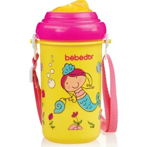 Askılı ve Pipetli Alıştırma Bardağı  360 ml Deniz Kızı Desenli