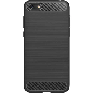 Huawei Y5 2018 Brushed Carbon Fiber Silikon Kılıf - Siyah