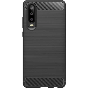 Huawei P30 Brushed Carbon Fiber Silikon Kılıf - Siyah