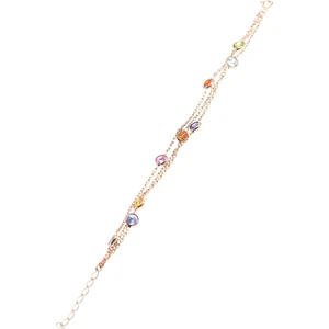 Söğütlü Silver Gümüş Rose Renkli Sıra Taşlı Bileklik