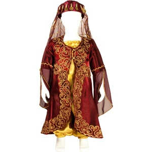 Benim Kınam Kız Çocuk Kına Abiye Bindallı Kostümü Monoray Nakışlı 7 Yaş Bordo