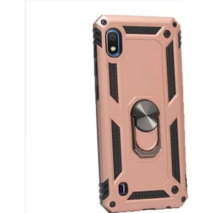 Case Street Samsung Galaxy A10 Kılıf Vega Standlı Yüzüklü Mıknatıslı+Nano Glass Bronz