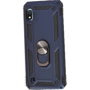 Case Street Samsung Galaxy M10 Kılıf Vega Yüzüklü Mıknatıslı+Nano Glass Lacivert