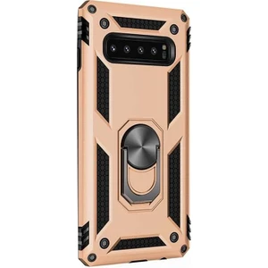 Case Street  S10 Kılıf Vega Standlı Yüzüklü Mıknatıslı Gold