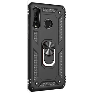 Case Street Huawei P30 Lite Kılıf Vega Standlı Yüzüklü Mıknatıslı Siyah