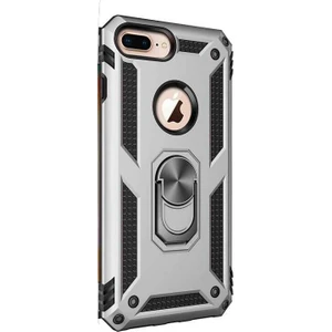 Case Street Apple iPhone 7 Plus Kılıf Vega Standlı Yüzüklü Mıknatıslı Gümüş