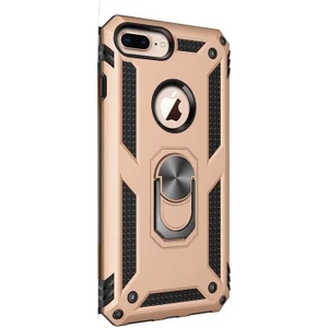 Case Street Apple iPhone 8 Plus Kılıf Vega Standlı Yüzüklü Mıknatıslı Gold
